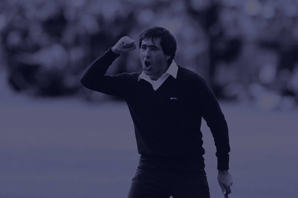 Seve Ballesteros celebrates his putt on the final green at St Andrews in 1984